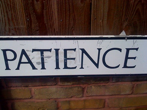 picture of a board with the word patience on it